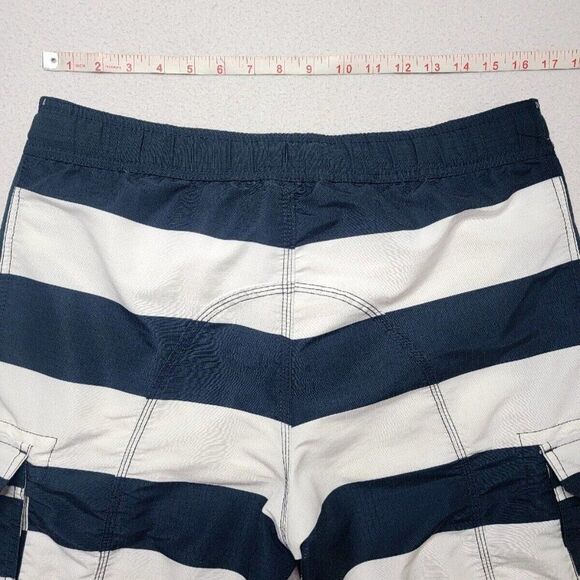 H&M Cargo Swim Trunks Men's Size Medium Blue White Striped Lined - Picture 8 of 9